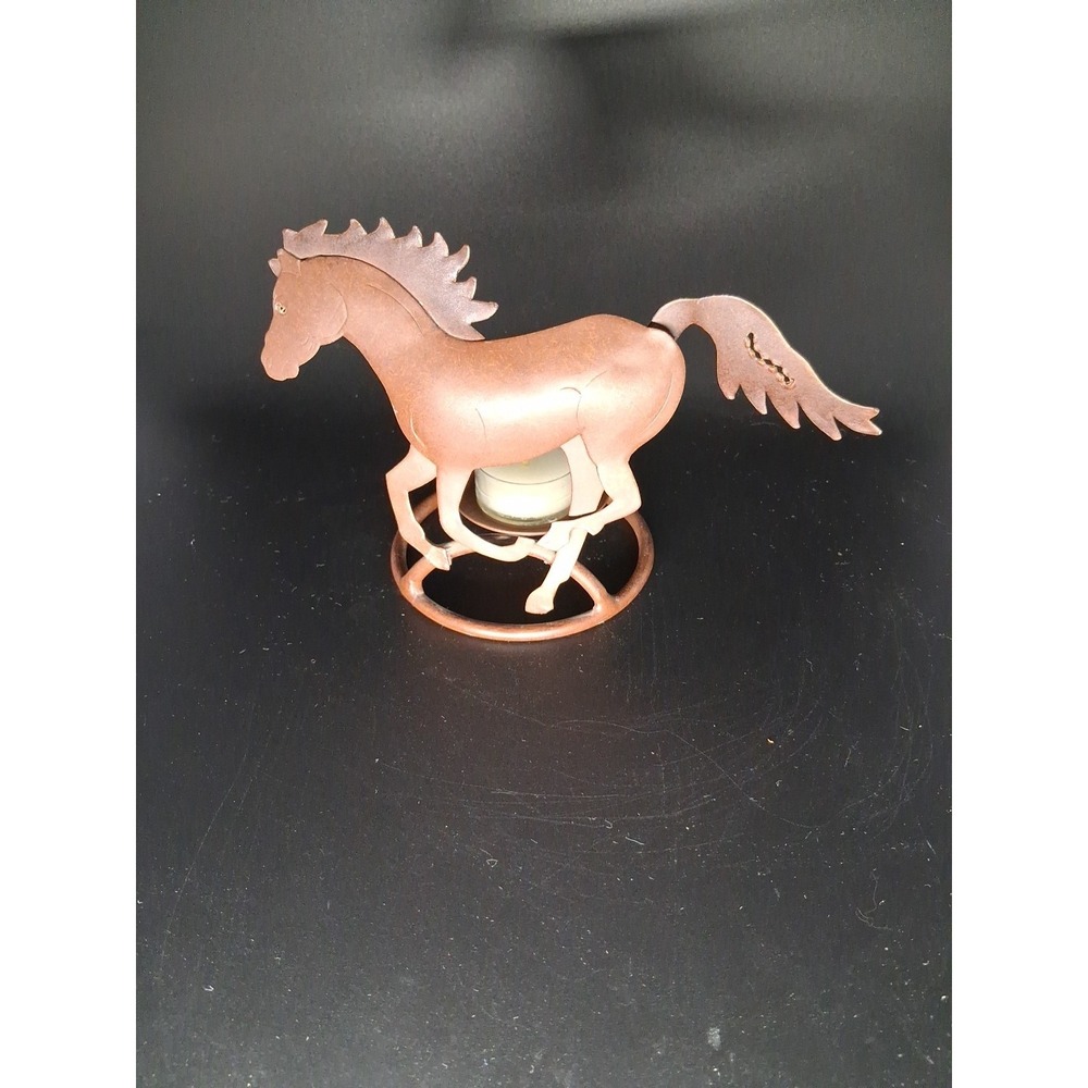Small metal horse 5"x7.5" with Candle holder